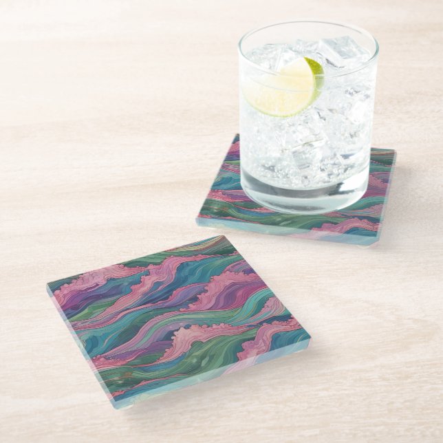 Dessous-de-verre En Verre Mermaid Waves (Incliné)