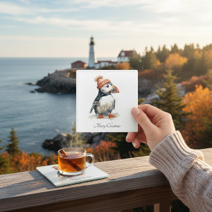 Dessous-de-verre En Verre Merry Puffin, personnalisé