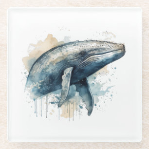 Dessous-de-verre En Verre Merveille de baleine à l'aquarelle