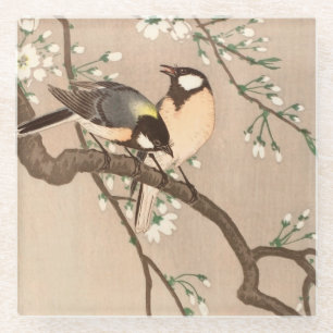 Dessous-de-verre En Verre Mésange japonaise asiatique Ohara Koson Oiseau Cha