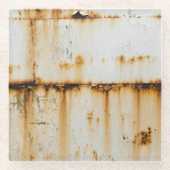 Dessous-de-verre En Verre Métal blanc rouillé : surface texturée (Devant)