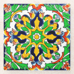 Dessous-de-verre En Verre Mexique Talavera Terracotta Carrelage Design No 4
