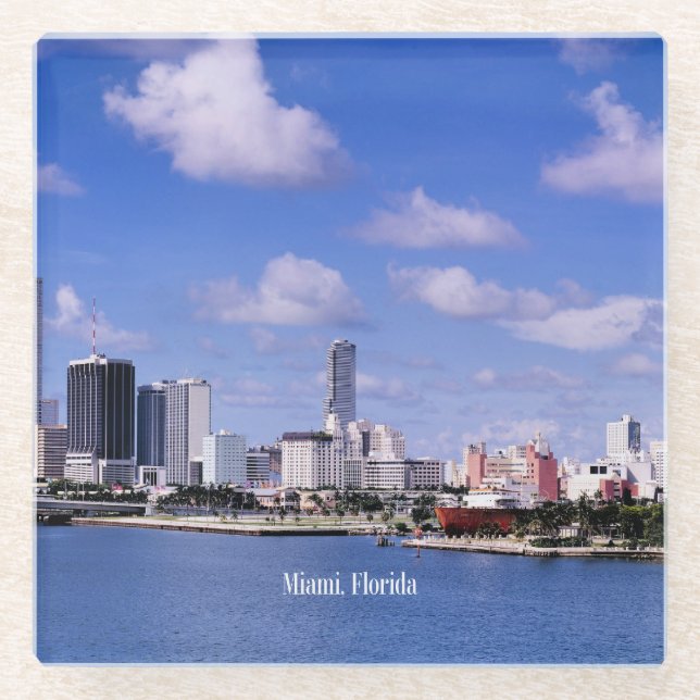 Dessous-de-verre En Verre Miami, Floride Skyline (Devant)
