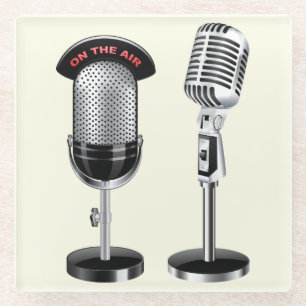 Dessous-de-verre En Verre Microphones Vintages cool