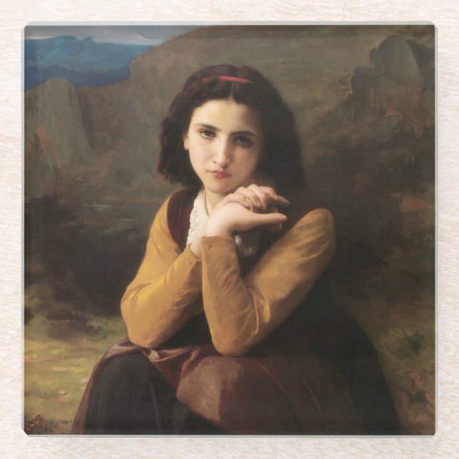 Dessous-de-verre En Verre Mignon Innocence d'une adolescente, Bouguereau (Devant)