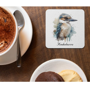 Dessous-de-verre En Verre Mignon Kookaburra sur une Branche, personnalisé