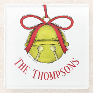 Dessous-de-verre En Verre Mignonne Gold Whimsical Noël personnalisé