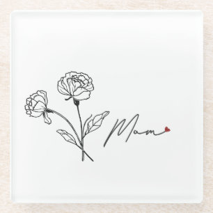 Dessous-de-verre En Verre Mini Dessous de verre Floral Avec Coeur