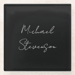 Dessous-de-verre En Verre Mini minimaliste noir noir tendance