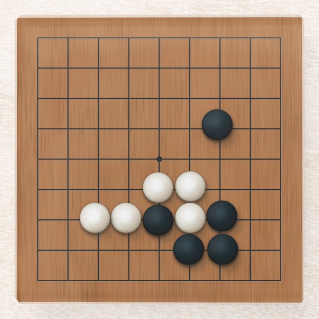 Dessous-de-verre En Verre Miniature 9 x 9 Gob Board avec pierres (1) (Devant)