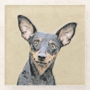Dessous-de-verre En Verre Miniature Pinscher Peinture mignonne Chien Art ori
