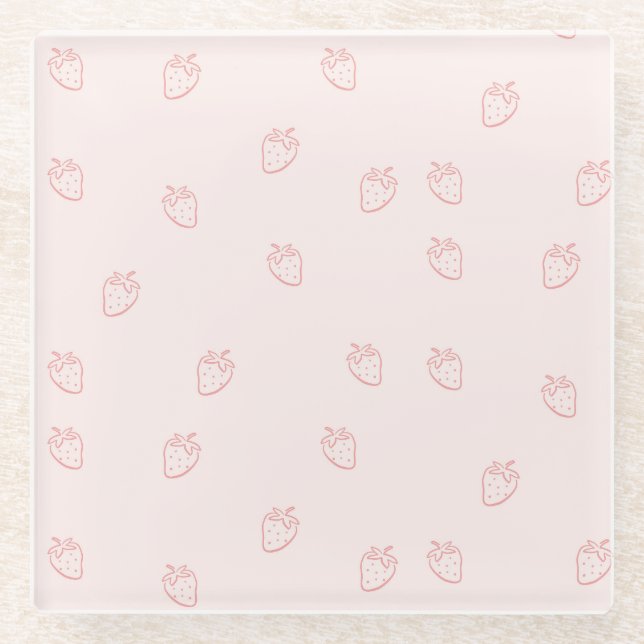 Dessous-de-verre En Verre Minimalisme aux fraises (Devant)