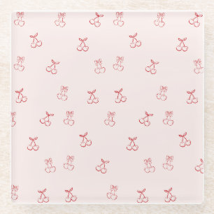 Dessous-de-verre En Verre Minimalisme de contour de cerise