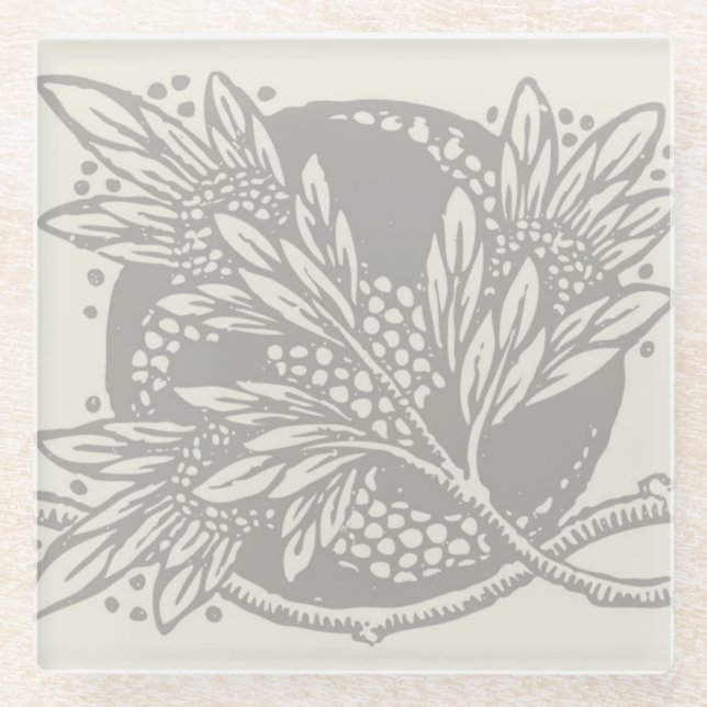 Dessous-de-verre En Verre minimalisme floral Art nouveau (Devant)