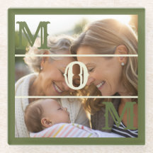 Minimalist Olive Green Custom Photo Mom Keepsake