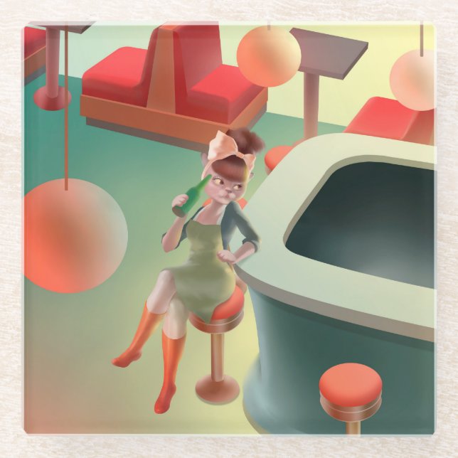 Dessous-de-verre En Verre Miss Meow - Late Night Bar Series (Devant)