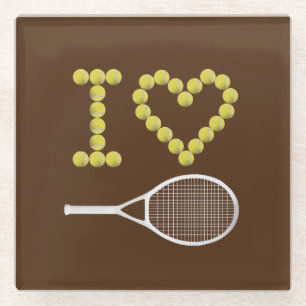 Dessous-de-verre En Verre Modern I Love Tennis Brown