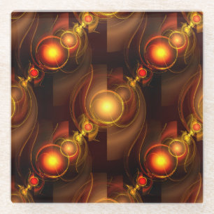 Dessous-de-verre En Verre Moderne Bohème Élégant Motif Artistique Abstrait D