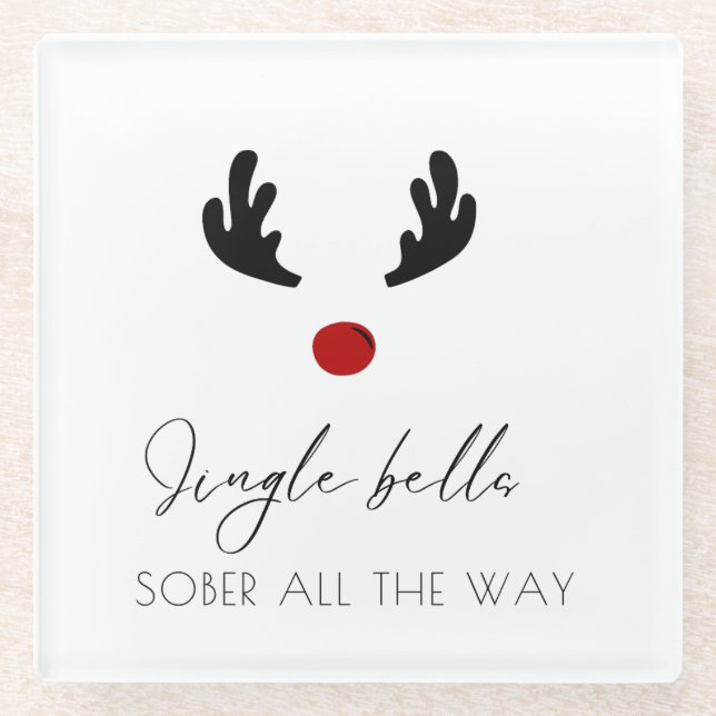 Dessous-de-verre En Verre Moderne et tendance : Jingle Bells Sober Tout le c (Devant)