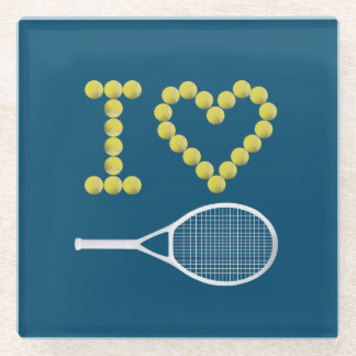 Dessous-de-verre En Verre Moderne I Love Tennis Blue