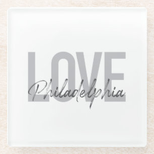 Dessous-de-verre En Verre Moderne, simple, cool, design Amour Philadelphie