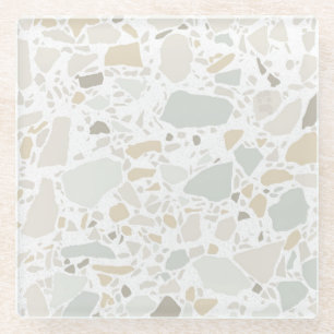 Dessous-de-verre En Verre Moderne Simple Terrazzo Carrelage blanc