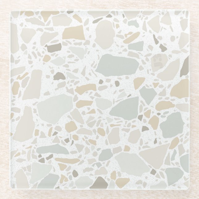 Dessous-de-verre En Verre Moderne Simple Terrazzo Carrelage blanc (Devant)