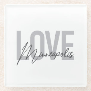 Dessous-de-verre En Verre Moderne, simple, urbain, Amour cool Minneapolis