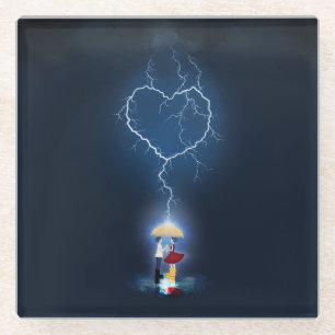 Dessous-de-verre En Verre Moment romantique "Lovestruck" sous un parapluie