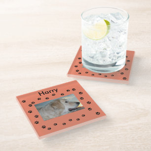 Dessous-de-verre En Verre Mon chien et empreintes de pattes