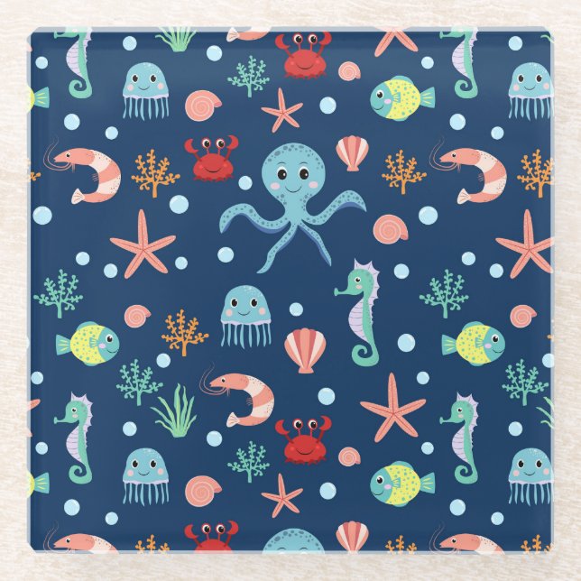 Dessous-de-verre En Verre Monde marin (Devant)