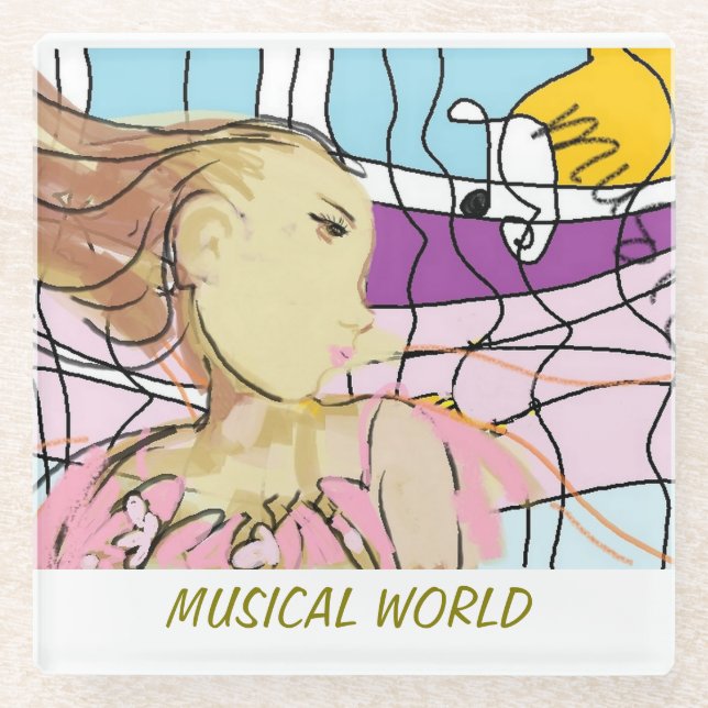 Dessous-de-verre En Verre Monde musical (Devant)