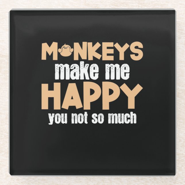Dessous-de-verre En Verre Monkey Me Rend Heureux (Devant)