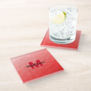 Dessous-de-verre En Verre Monogramme à motif de maille géométrique à dégradé