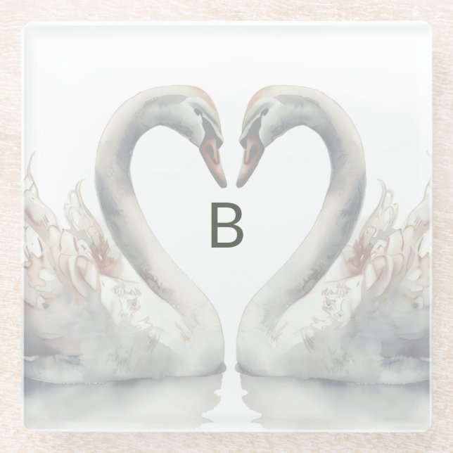 Dessous-de-verre En Verre Monogramme au cygne (Devant)