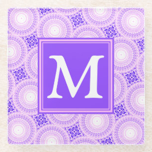 Dessous-de-verre En Verre Monogramme cercles violets motif