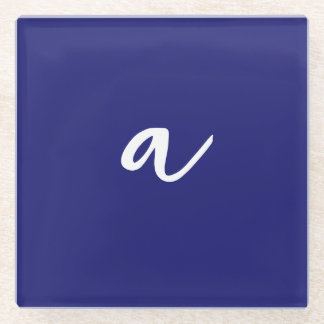 Dessous-de-verre En Verre Monogramme clair minimaliste couleur bleu minuit