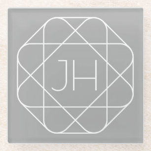 Dessous-de-verre En Verre Monogramme Cool, Style de Logo Hip Vibe Gris & B
