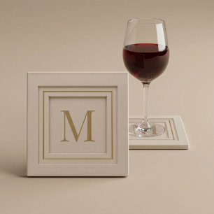 Dessous-de-verre En Verre Monogramme de Luxe Personnalisé