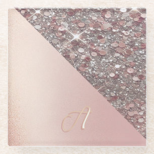 Dessous-de-verre En Verre Monogramme élégant en or rose