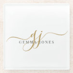 Dessous-de-verre En Verre Monogramme Gold Noir tendance Nom initial du scrip<br><div class="desc">Apportez une élégance sobre à votre espace avec ce dessous de verre monogramme personnalisé. Conçu avec des initiales en or gracieuses et un nom serif raffiné, il s’agit d’un accent moderne et intemporel qui fonctionne à merveille à la maison ou au bureau. Parfait pour protéger l'ajout d'une touche de sophistication,...</div>