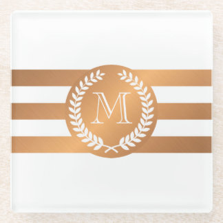 Dessous-de-verre En Verre Monogramme Golden Laurel Wreath