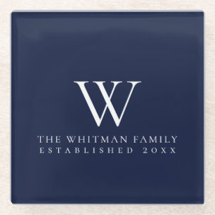 Dessous-de-verre En Verre Monogramme Maison Familiale Navy