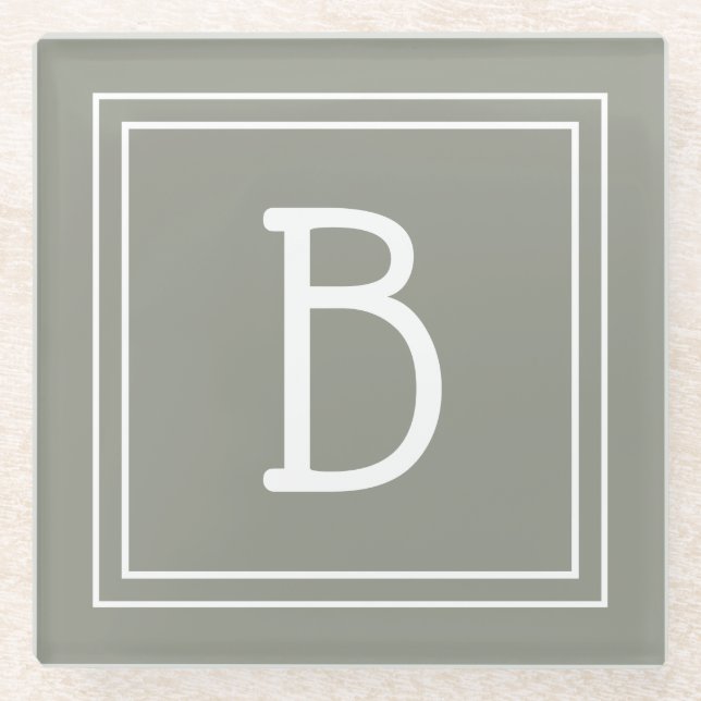 Dessous-de-verre En Verre Monogramme Moderne Initiales Douces Evergreen & Bl (Devant)