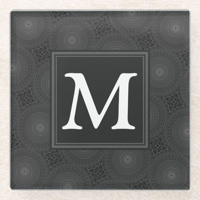Dessous-de-verre En Verre Monogramme motif des cercles de charbon (Devant)