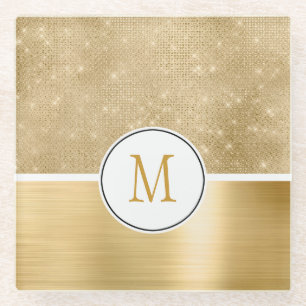 Dessous-de-verre En Verre Monogramme Pailleté Glam Or