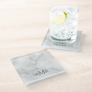 Dessous-de-verre En Verre Monogramme Personnalisé Classique