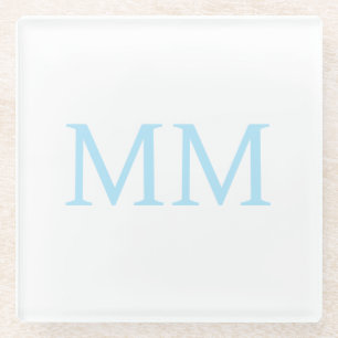 Dessous-de-verre En Verre Monogramme professionnel minimaliste bleu et blanc