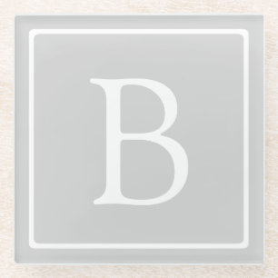 Dessous-de-verre En Verre Monogramme simple gris clair
