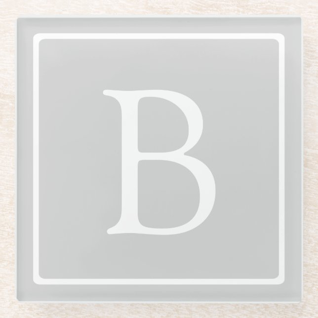 Dessous-de-verre En Verre Monogramme simple gris clair (Devant)